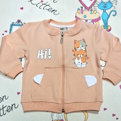 Детски памучен суичърв в цвят праскова с котета