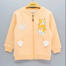 Детски памучен суичърв в цвят праскова с котета Детски памучен суичърв в цвят праскова с котета