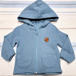 Бебешки памучен суичър в синьо с качулка