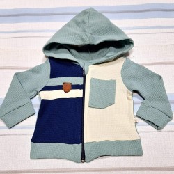 Бебешки памучен суичър в зелено,синьо и екрю