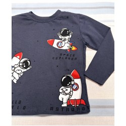 Детска блуза в тъмносиньо  Космонавти и ракети