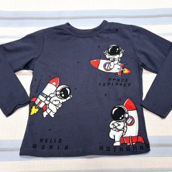 Детска блуза в тъмносиньо  Космонавти и ракети