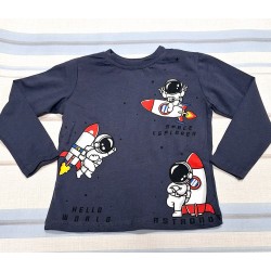 Детска блуза в тъмносиньо  Космонавти и ракети