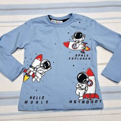 Детска блуза в светло синьо Космонавти и ракети Детска блуза в светло синьо Космонавти и ракети