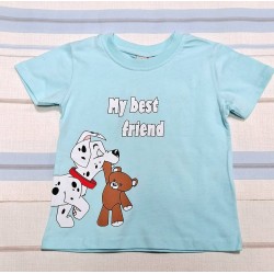 Детска тениска в светло синьо с далматинец и мече