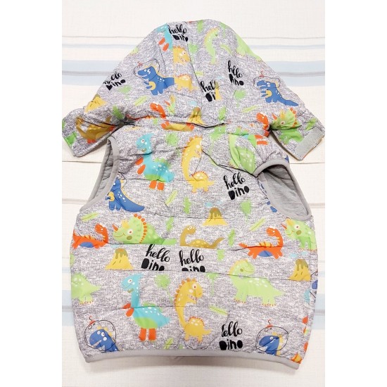 Детски преходен шушляков елек с качулка ,,Динозаври Детски преходен шушляков елек с качулка ,,Динозаври