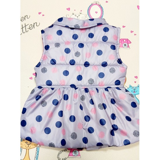 Детски шушляков преходен елек в сиво на тъмносини и розови точки