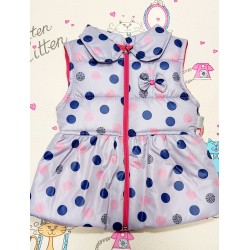 Детски шушляков преходен елек в сиво на тъмносини и розови точки