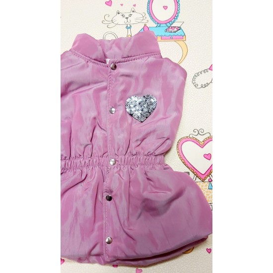 Детски шушляков елек в лилаво с лека вата ,,Сърчице