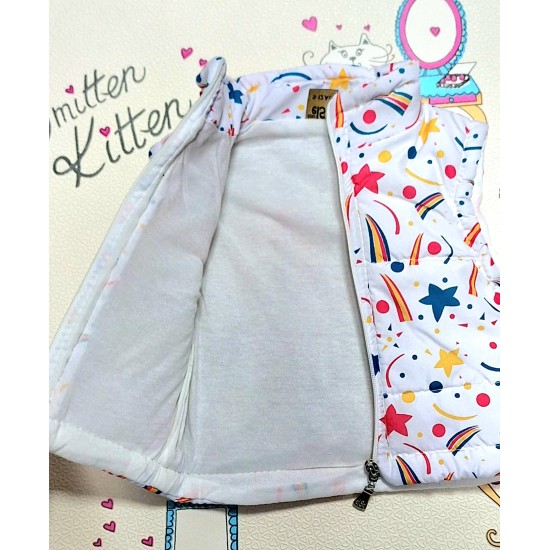 Бебешки шушляков елек в бяло Звездички Бебешки шушляков елек в бяло Звездички