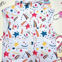 Бебешки шушляков елек в бяло Звездички Бебешки шушляков елек в бяло Звездички