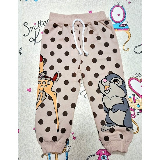 Детски комплект в бежово на кафяви точки с Бамби Детски комплект в бежово на кафяви точки с Бамби