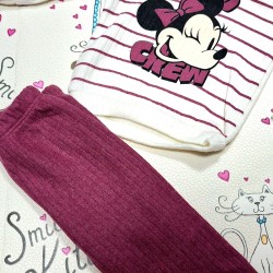 Бебешки много мек комплект в бяло и бордо с Мини Маус