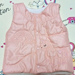 Бебешки шушляков преходен елек в розово с Еднорог