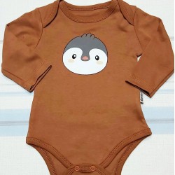 Бебешко боди в кафяво с пингвинче Бебешко боди в кафяво с пингвинче
