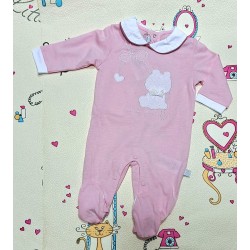 Луксозен италиански бебешки гащеризон в розово и бяло с коте в кутия Луксозен италиански бебешки гащеризон в розово и бяло с коте в кутия