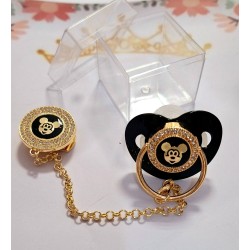 Луксозен биберон залъгалка с клипс Мики Маус Луксозен биберон залъгалка с клипс Мики Маус