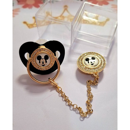 Луксозен биберон залъгалка с клипс ,,Мики Маус