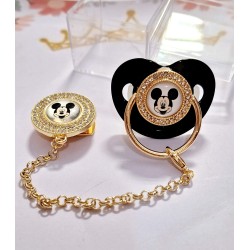 Луксозен биберон залъгалка с клипс Мики Маус Луксозен биберон залъгалка с клипс Мики Маус