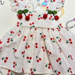 Бебешка лятна памучна рокля  Черешки