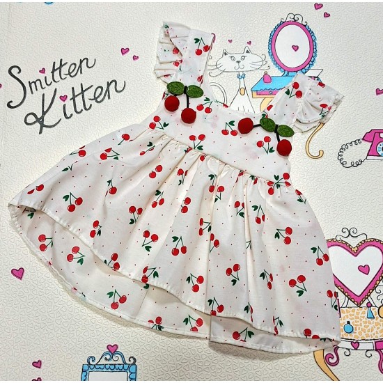Бебешка лятна памучна рокля ,,Черешки Бебешка лятна памучна рокля ,,Черешки