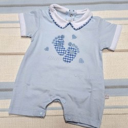 Луксозен италиански бебешки летен гащеризон в синьо в кутия