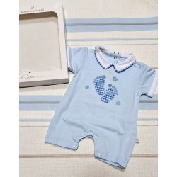 Луксозен италиански бебешки летен гащеризон в синьо в кутия Луксозен италиански бебешки летен гащеризон в синьо в кутия