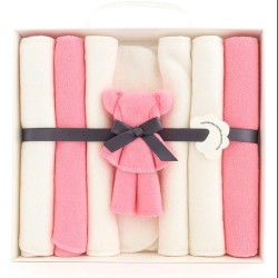 Памучни бебешки кърпички в бяло и розово в кутия 7бр