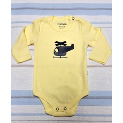 Бебешко памучно боди в жълто САМОЛЕТ