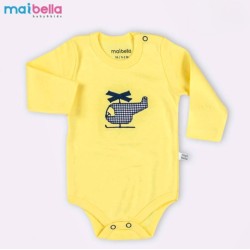 Бебешко памучно боди в жълто САМОЛЕТ