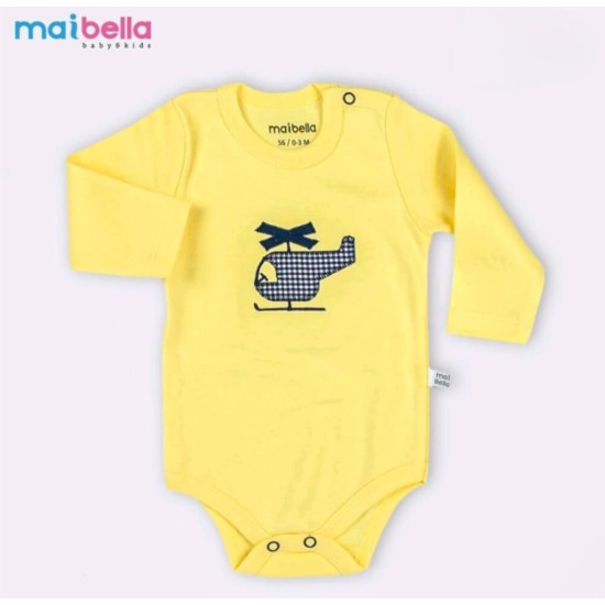 Бебешко памучно боди в жълто САМОЛЕТ Бебешко памучно боди в жълто САМОЛЕТ
