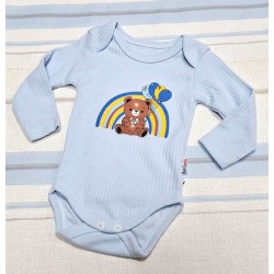 Бебешко боди в светло синьо Мечо с балони