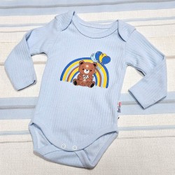 Бебешко боди в светло синьо Мечо с балони