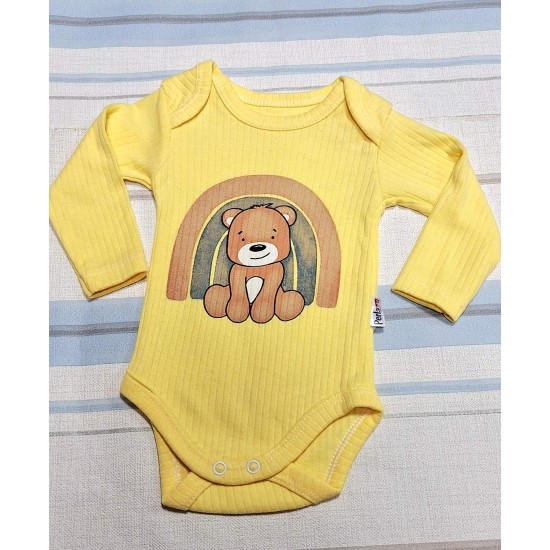 Бебешко памучно боди в жълто МЕЧКО Бебешко памучно боди в жълто МЕЧКО