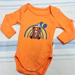 Бебешко боди в оранжево Мечо с балони