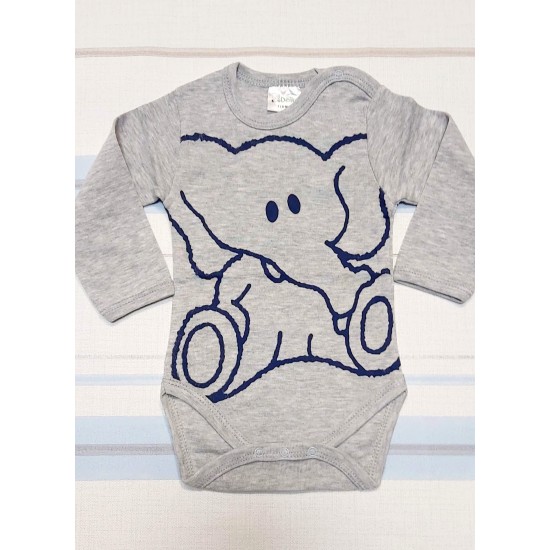 Бебешко памучно боди в сиво СЛОНЧЕ