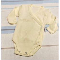 Бебешко памучно боди в екрю с предно закопчаване