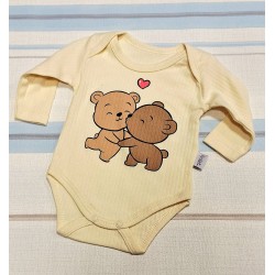 Бебешко памучно боди в екрю с меченца