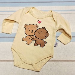 Бебешко памучно боди в екрю с меченца