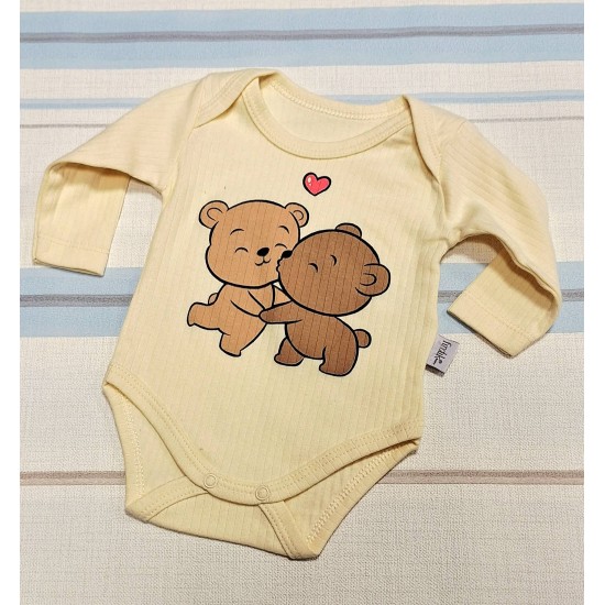 Бебешко памучно боди в екрю с меченца Бебешко памучно боди в екрю с меченца