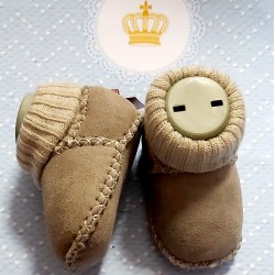 Бебешки буйки с пухкава подплата от естествена кожа в сиво Бебешки буйки с пухкава подплата от естествена кожа в сиво