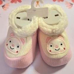 Бебешки мекички терлички/ботушки в бяло и розово