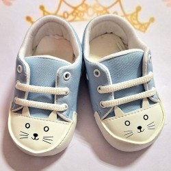 Бебешки обувки/буйки в светло синьо с КОТЕТА Бебешки обувки/буйки в светло синьо с КОТЕТА