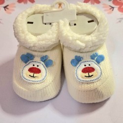 Бебешки мекички терлички/ботушки в бяло и синьо