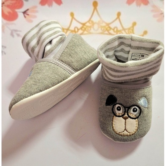 Бебешки памучни буйк/ чорап в светло сиво ДОГИ