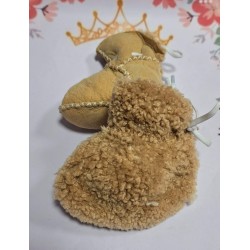 Бебешки кожени пухкави ботушки в светло кафяво