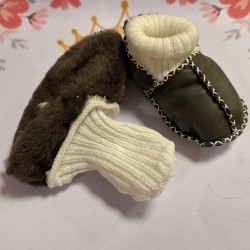 Бебешки буйки с пухкава подплата от естествена кожа в зелено Бебешки буйки с пухкава подплата от естествена кожа в зелено