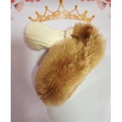 Бебешки буйки с пухкава подплата от естествена кожа в тъмно златисто кафяво