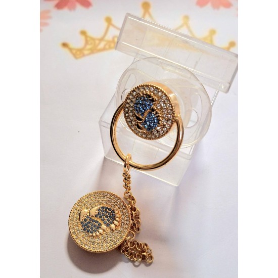 Луксозен биберон залъгалка с клипс и верижка СТЪПЧИЦИ