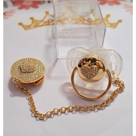 Луксозен биберон залъгалка с клипс СЪРЧИЦЕ